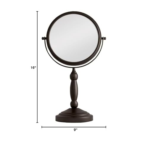 Zadro 9" W x 16" H Round Non-Lighted Makeup Mirror 10X 1X Magnifying Makeup Mirrors Rotating Head Makeup Mirror for Desk