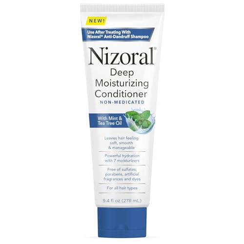 Nizoral Deep Moisturizing Conditioner with Mint & Tea Tree Oil for All Hair Types - Free of Sulfates, Parabens, Artificial Fragrances and Dyes, 9.4 oz