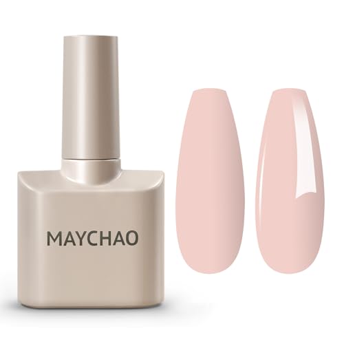 MAYCHAO 15ML Light Pink Gel Nail Polish 1Pc Peach Pink Gel Polish Soak Off UV LED Nail Polish Nail Art Starter Manicure Salon DIY at Home, 0.5 OZ