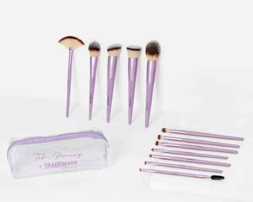 Trademark Beauty The Essentials Makeup Brush Collection - Makeup Brushes, Synthetic Bristles, Blending, Shading, Contour - Lavender, 12-Piece Set
