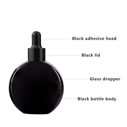 6-Piece 2oz Black Glass Dropper Bottles for Essential Oils