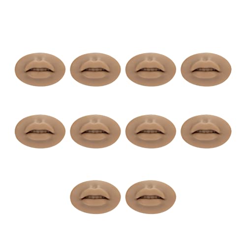 10Pcs Tattoo Practice Lips, Soft Silicone Open Mouth Model, Flexible 3D Lip Model, Microblading Practice Skin for Semi Permanent Makeup, Practicing Suture, Education Display (Black Skin Colour)