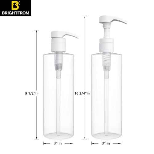 BRIGHTFROM Empty Shampoo Pump Bottles, 32 OZ / 1 Liter, BPA-Free Cylinder Containers, Household & Commercial Use, 2 Pack - Leak Proof