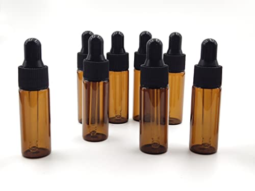 15ml Amber Glass Dropper Bottles with Black Caps - Essential Oil Vials