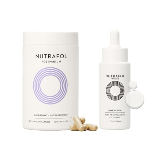 Nutrafol Postpartum Hair Growth Supplements and Hair Serum, Clinically Tested for Visibly Thicker and Stronger Hair - 1 Month Supply, 1.7 Fl Oz Bottle