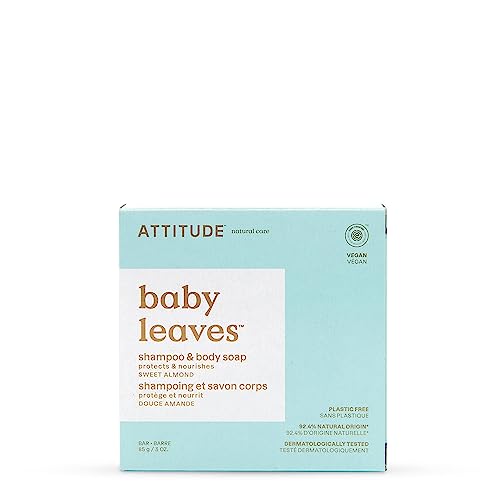 ATTITUDE Baby Plastic-Free Shampoo and Body Soap Bar, EWG Verified, Dermatologically Tested, Vegan, Good Night, 3 Ounces