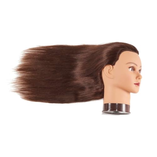 20-22in 100% Human Hair Mannequin Head for Hairdressing WEICHENHAIR (Brown) with Table Clamp