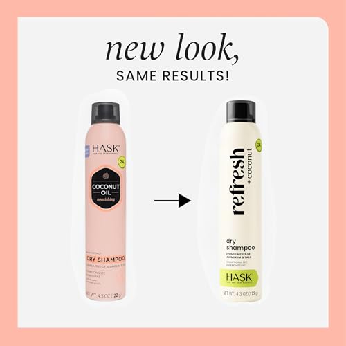 HASK Coconut Oil Nourishing Dry Shampoo ? Absorbs Oil, Adds Volume & Light Texture, Nourishes Hair, No Sulfates or Parabens, Cruelty-Free ? 8.1oz