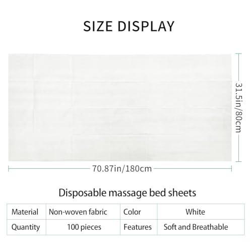 Disposable Massage Table Sheets - 100 Pack Non-Woven Spa & Lash Bed Covers