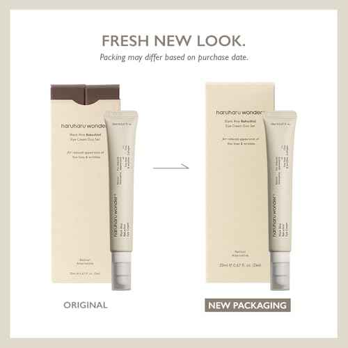 HARUHARU wonder Black Rice Bakuchiol Eye Cream, Smooths Fine Lines & Crow¡¯s Feet, Reduces Puffiness & Dark Circles, Lightweight Day and Night Care, Holiday Stocking Stuffer, 1.34 fl. oz (Duo Set)