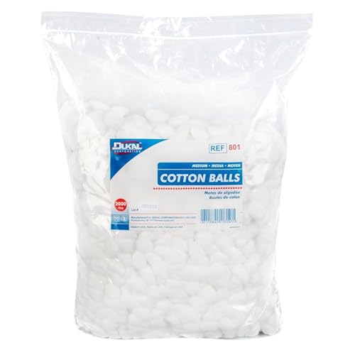 Dukal Medium White Cotton Balls - Non-Sterile 100% Cotton (4,000 Pack)