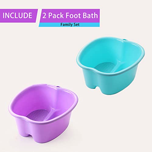 Foot Soaking Tub - 2 Pack Foot Bath Basin in Purple & Blue