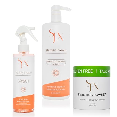 SunFX Post Spray Tan Finishing Powder | SunFX Professional Tanning Prep Spray | SunFX Blending Barrier Cream