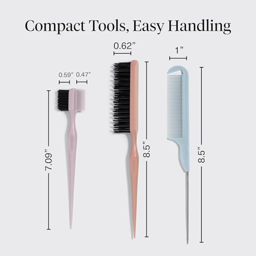 Kitsch Slick Back Hair Brush & Styling Comb Set - Edge & Pintail Kit