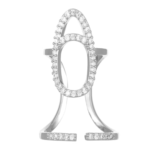 Silver Rhinestone Punk Nail Ring for Women
