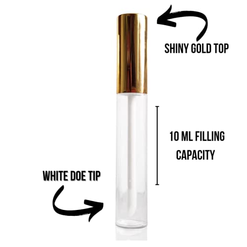 30 Pcs 10ml Empty Lip Gloss Tubes Containers, Refillable Lip Balm container for DIY Makeup Such as Lip Samples, Homemade Lip Balm (Gold)