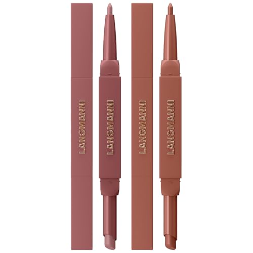 LANGMANNI 2-in-1 Lipstick & Lip Liner Set, 6 Dual-End Lip Duos