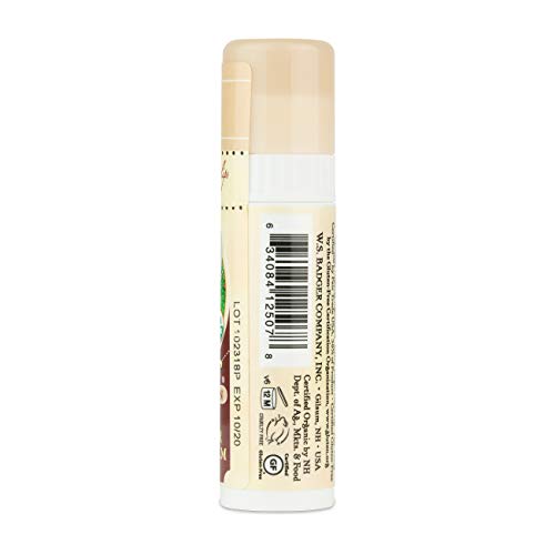 Badger - Cocoa Butter Lip Balm, Creamy Cocoa, Certified Organic Lip Balm, Fair Trade, Natural Lip Balm, Lip Butter, Lip Balm Cocoa Butter, Cocoa Care Lip Balm, 0.25 oz