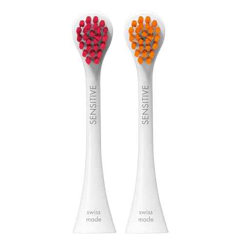 Curaprox Hydrosonic Brush Heads Rainbow Sensitive Duo ? for Gentle Gum Care & Comfort Brushing | Magenta/Orange, 2-Pack | Compatible with All Sonic Models | Swiss Made