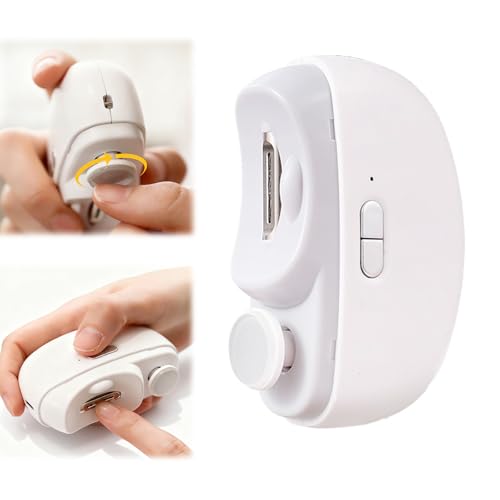 Electric Nail Clipper, 2 in 1 Electric Nail Clippers for Seniors and Adults, Baby Automatic Nail Clipper with Polishing, Light & Storage, Smart Nail Clipper 2-Speed for Fingernail (White)