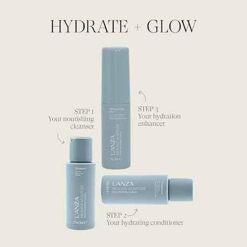 L'ANZA Healing Moisture Mini Hair Care Kit, Shampoo, Conditioner & Mist Leave-In Conditioner Spray, Hydrating, Detangles, Softens, UV & Heat Protection, Adds Shine, Fights Humidity, Color Safe