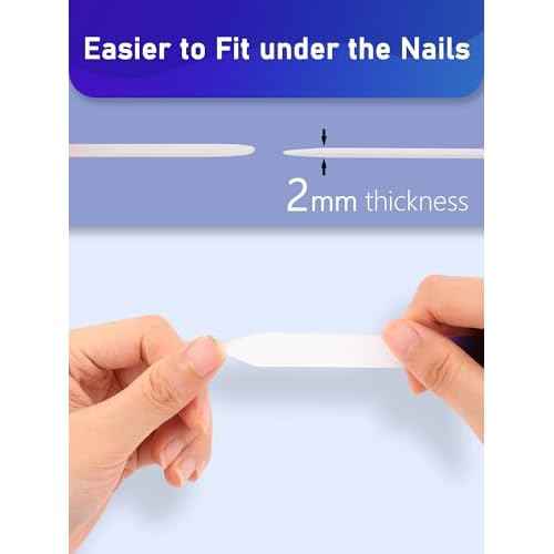 2-Pack Glass Nail File 2mm Thickness Crystal Files with Case Fingernail File for Nature Nails Double-Sided Etched Czech Glass Files for Travel Fine Grit Nail Filer Gifts Package Stocking Stuffers