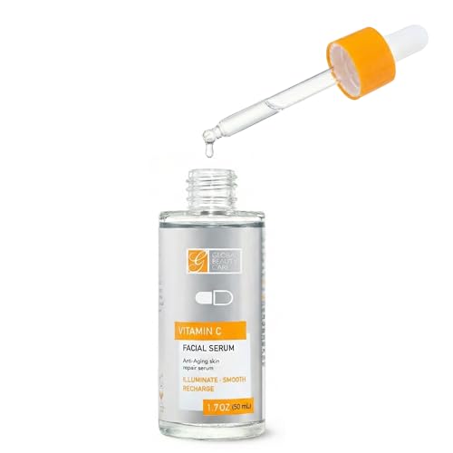 Global Beauty Care Vitamin C Facial Serum - Facial Treatment Serum with Hyaluronic Acid for Uneven Tone & Radiance Appearance Support, Fast Absorbing, Lightweight Hydration, 1.7 fl oz (1-Pack)