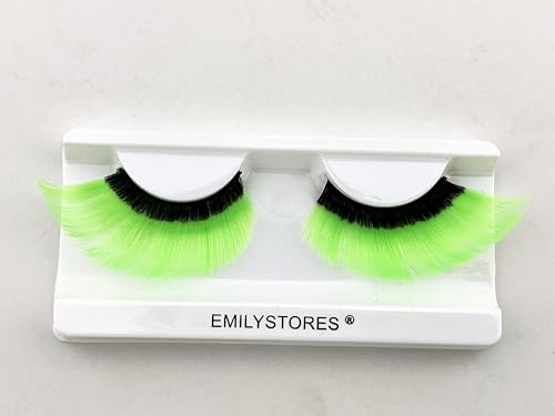Black & Neon Green False Eyelashes – Halloween Costume Lashes