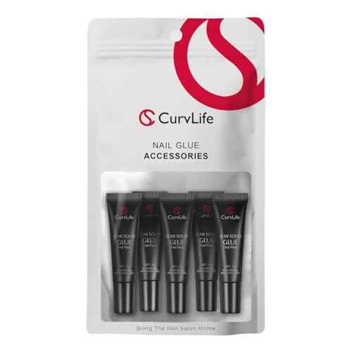 CurvLife Nail Tips Semi Solid Nail Glue 2g (5pcs) - Super Strong, Soft Glue Gel Quick Drying Adhesive for Press On Nails, No UV Light Needed