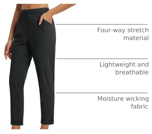 Baleaf Women's Stretchy Travel Pants with Zipper Pockets