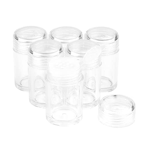 6x 10g Clear Loose Powder Jars with Sifter - Refillable