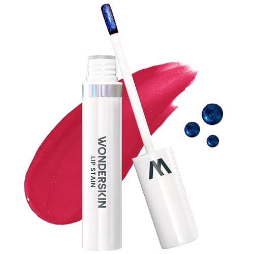 Wonderskin Wonder Blading Lip Stain Peel Off Masque - Long Lasting, Waterproof (First Kiss) with Top Gloss - Red Glitter Lip Gloss, Hydrating and High Shine Finish