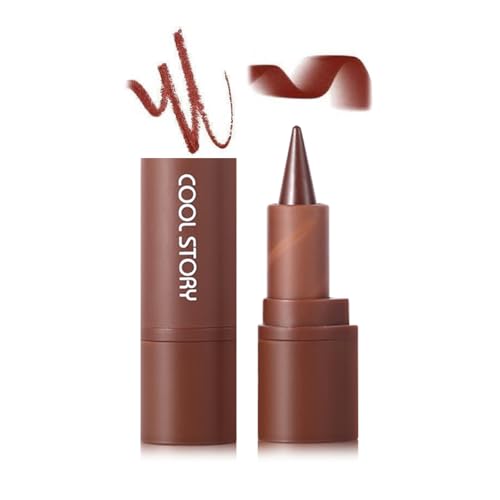 COOL STORY Matte Lip Liner and Lipstick Crayon Shape And Tapered Tip for Perfect Contour and Gradient Effect Waterproof Eyeliner Lip Pencil 3-in-1 Makeup Lip Combo 5#