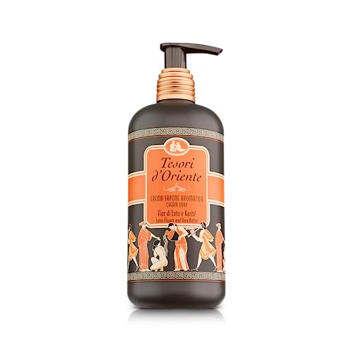 Tesori d'Oriente: "Fior Di Loto e Latte d'Acacia" ("Lotus Flower and Acacia Milk") Cream Soap, Measuring Cap 10.14 Fluid Ounces (300ml) Packages [ Italian Import ]