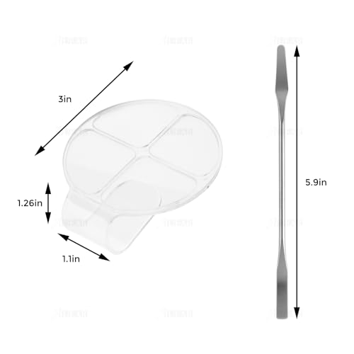 AUEAR, 2 Pack Hand Makeup Mixing Palette Handheld Clear Cosmetic Nail Art Manicure with Pieces Spatula for Foundation