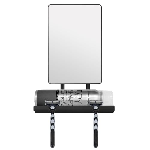Fogless Shower Mirror with 360° Rotation & Razor Holder