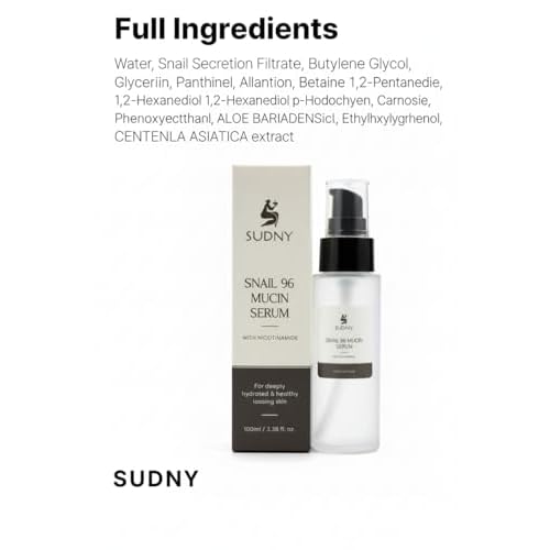 Snail Mucin 96% Repairing Essence with Niacinamide, Aloe Vera & Glycerin - Snail Mucin Serum to Hydrate & Repair Dull Skin & Fine Lines- Gentle Skincare Serums with Snail Serum for Everyday Care