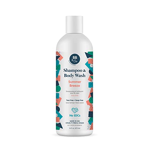 BB&CO Shampoo & Body Wash — Cucumber & Aloe — 16 oz — Tear Free & Soap Free — No EDCs — Safer for Baby — Good for the Whole Family — Made in USA