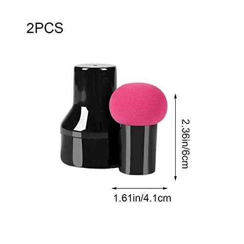 2 Pcs Makeup Sponges Makeup Sponges with Handles Cases Makeup Puffs for Foundation Creams and Powders (Mushroom A)