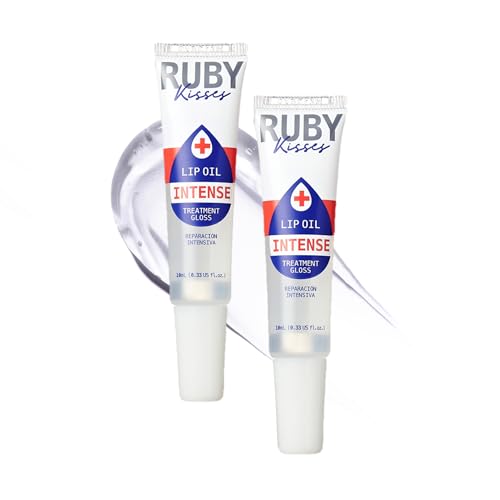 Ruby Kisses Hydrating Lip Oil Intense Treatment Gloss (2 Pack), Deep Hydrates & Heals with Natural Oils, Natural Shine Lip Care, Moisture, Repair & Protect with Antioxidants