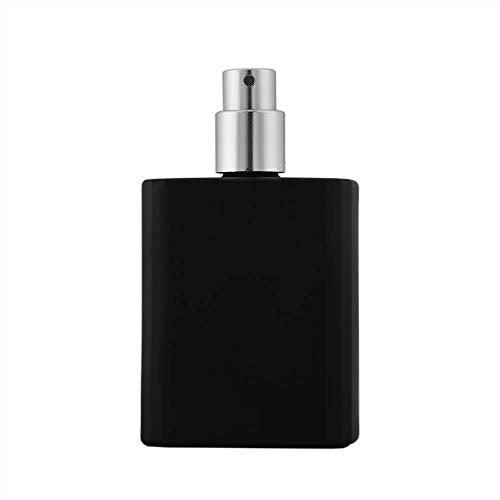 Enslz 50ml £¨1.69Oz£© Thick Square Flint Glass Refillable Perfume Bottle, Square Portable Cologne Atomizer Empty Bottle with Spray Applicator For Travel (Black)