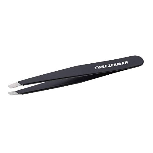 Tweezerman Stainless Steel Slant Tweezer - Eyebrow Tweezers for Women and Men (Black) & Stainless Steel Slant Tweezer - Eyebrow Tweezers for Women and Men (Neon Pink)