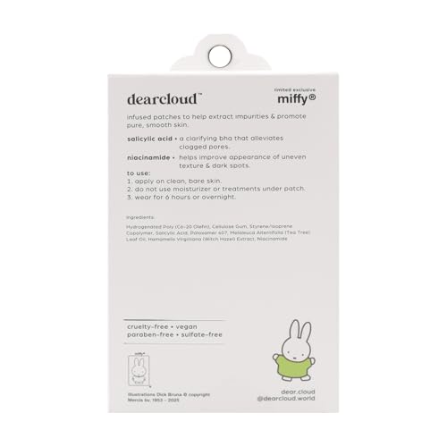 dearcloud Miffy Hydrocolloid Blemish Patches - 24 Count & Compact Case - Pimple Patches for Face, Acne Spot Treatment With Niacinamide & Salicylic Acid (Spot Rescue)