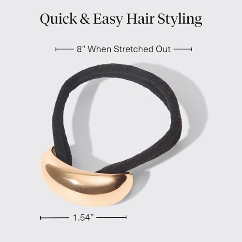 Kitsch Small Gold Hair Cuff – Metal Ponytail Holder with Integrated Elastic