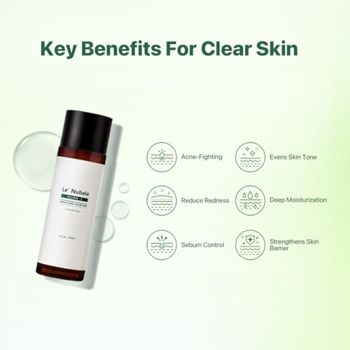 Le Nubele Azulene CICA Skin Toner for Clear Skin, Azulene 600ppm, Centella Asiatica 5000ppm, Hydrating, Non-Comedogenic, Calming, Redness Relief, Fungal Acne Safe, Korean Skin Care, 120ml/4.05 fl.oz.