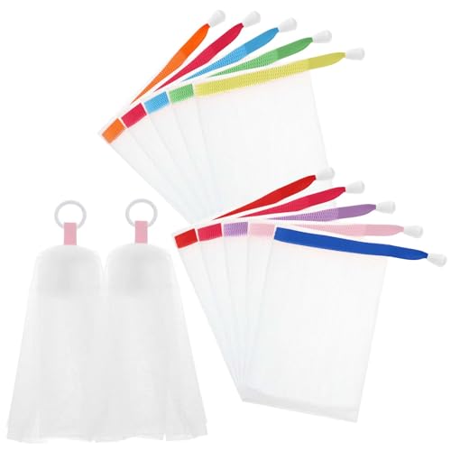 Mesh Soap Bags with Foaming Net - 10 Pack + 2 Bonus