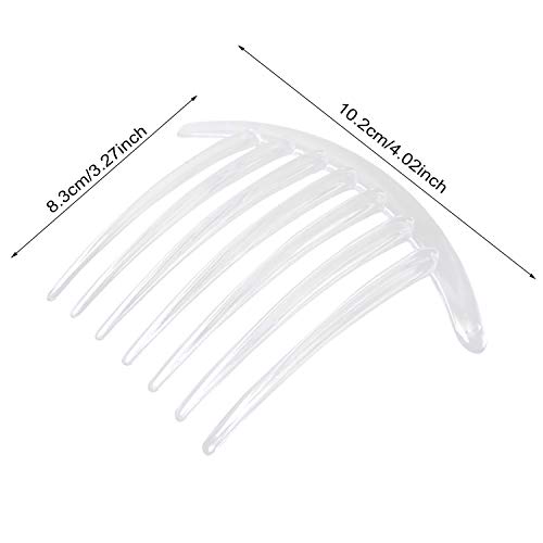 Honbay 6-Piece Clear Plastic French Twist Side Hair Combs, 7-Tooth (4-Inch)