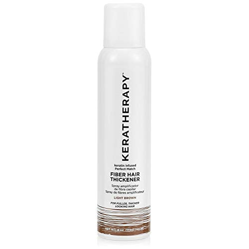 Keratherapy Keratin Infused Perfect Match Fiber Hair Thickener Spray, Light Brown, 4 fl. oz., 140 ml - Volumizing, Thickening, & Concealing Hairspray for Scalp Coverage, Roots & Thinning Areas