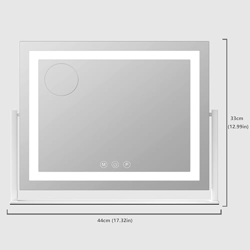 Lighted Makeup Mirror, 17.3"x13" Hollywood Vanity Mirror with Lights, Three Color Lighting Modes, and 5X Magnification Mirror, Smart Touch Control, 360¡ÆRotation (Gold,17.3in Gift Box)