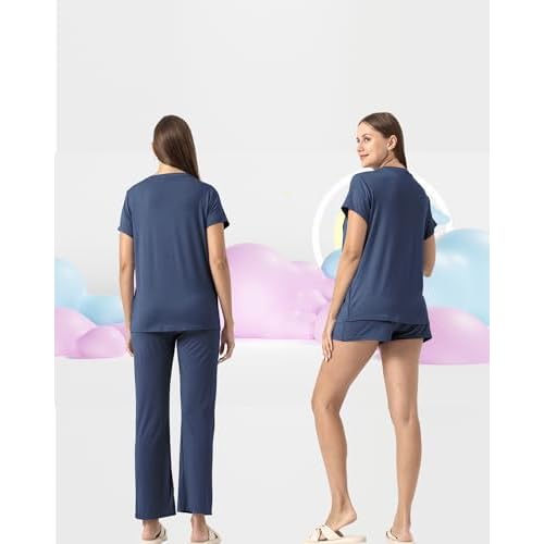 Rnxrbb 3 Piece Postpartum Nursing Pajamas Set Casual Soft Maternity Breastfeeding Pjs Sleepwear Loungewear Clothes Layer